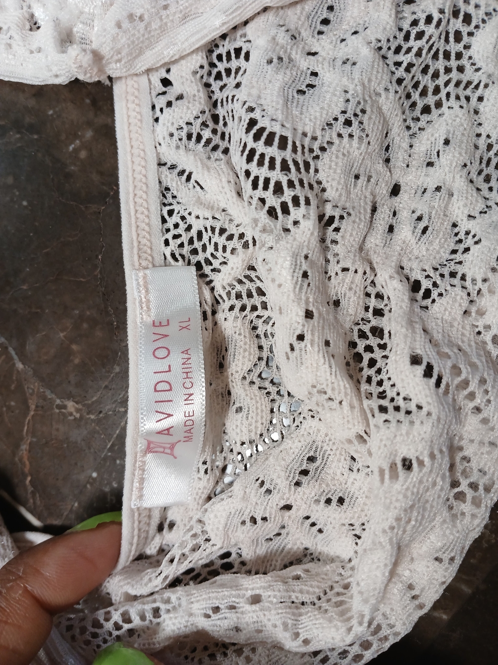 Lace Bandeau Bralette with Satin Trim in Light Pink - Picture 7 of 11
